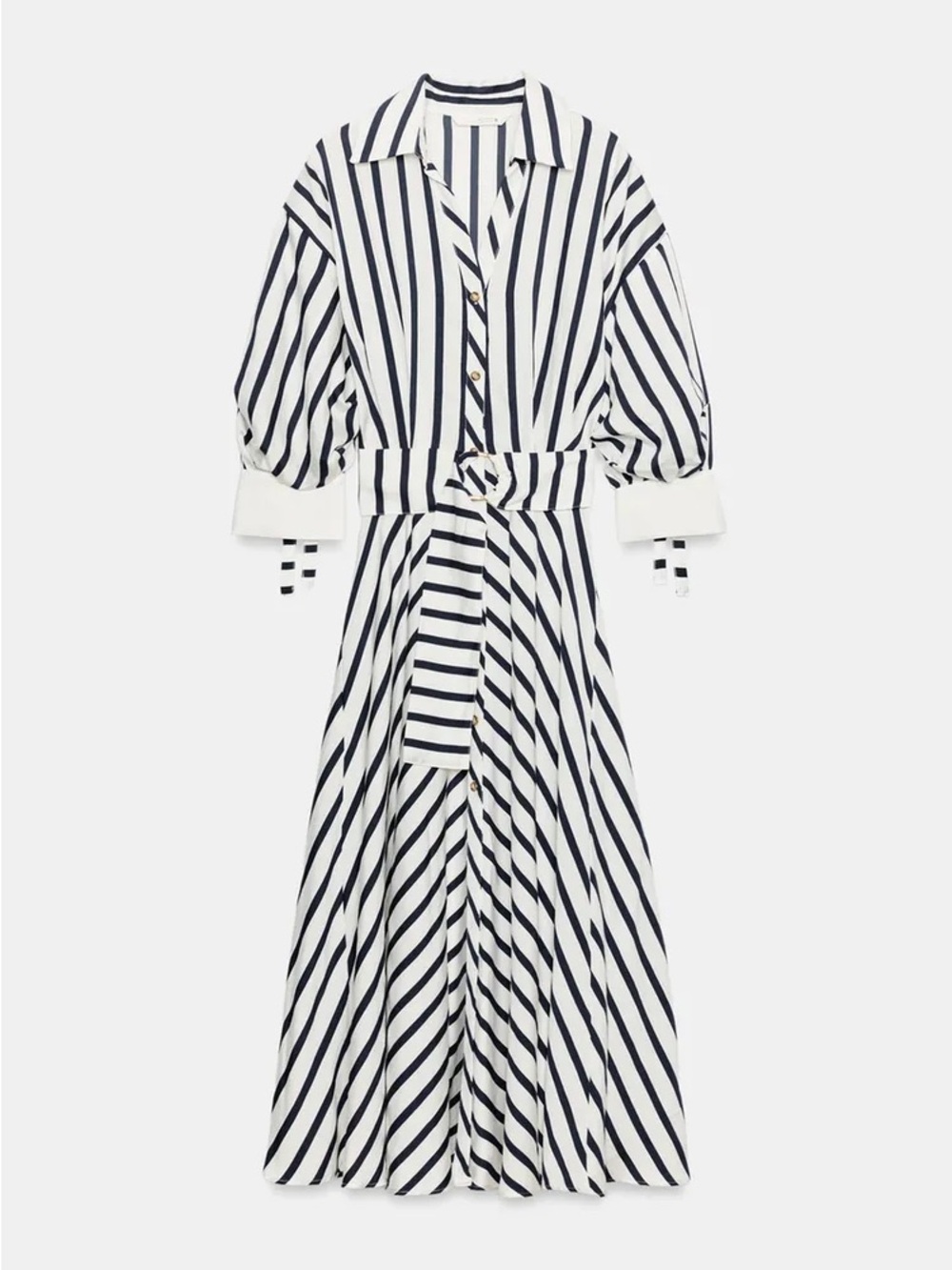 ZARA BELTED STRIPED MIDI DRESS - Picture 5 of 9